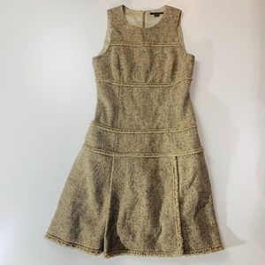 STRENESSE Tan / Brown Tweed Wool Tiered Dress 6